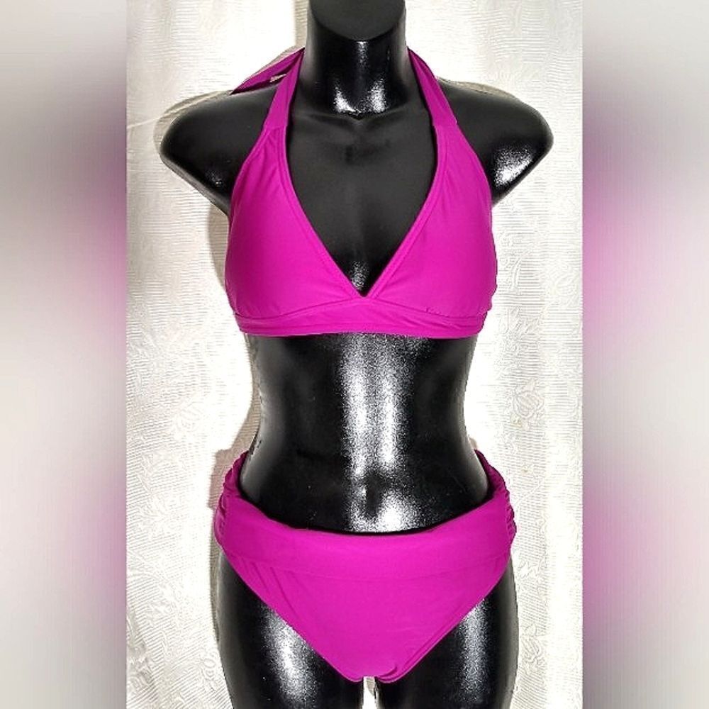 PrAna Fusha Pink Swimsuit Bikini Halter 2 Piece New Summer Beach Pool  SZ Medium